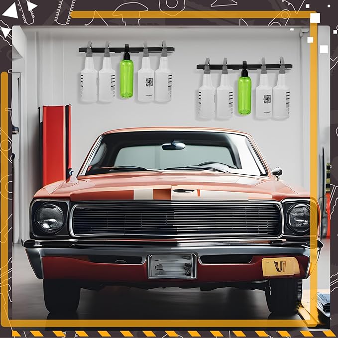 MorningRo 2 Pcs Spray Bottle Holder Wall Mounted Spray Bottle Storage Rack with Hardware Hanger Organizer,Holds up to 12 Sprayers (16 Oz) for Mobile Garage Home Organizer