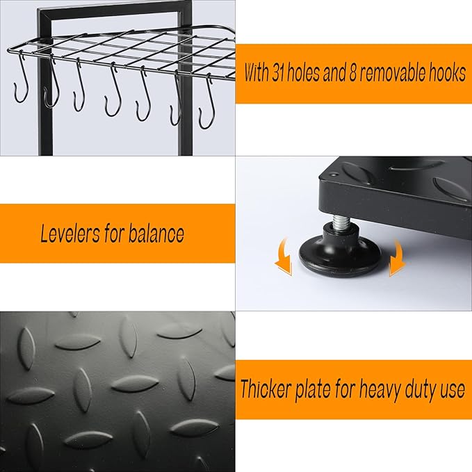 UU-Major Garden Tool Organizer,Yard Tool Rack Heavy Duty,Free Standing for Garage Corner,Garage Organization,Garage Organizers and Storage,Garden Tool Holder for Lawn,Shed,Outdoor,Metal