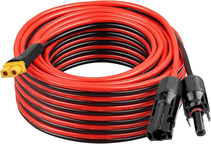 XRDS -RF Solar Connector to XT60 Cable 35FT, 10AWG Solar to XT60 Female Extension Cable, 600V Rated Power Cable for Solar Panels, Batteries, Power Stations – Heavy-Duty High Current Transfer