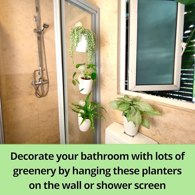 LaLaGreen Wall Mounted Planters for Indoor Plants - 10 Pack, 5 Inch Self Watering Plastic Pot, Living Hanging Eco Wall Planter System, Trendy Live Wall Garden for Herb, White