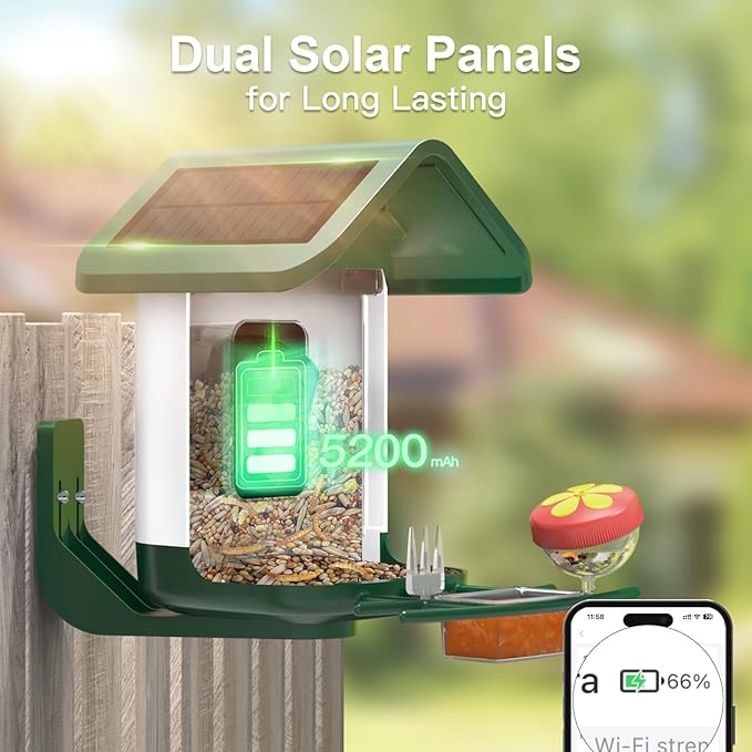 Bird Feeder with Camera Solar Powered : Smart Camera Bird Feeder 2K Live Feed Cam for Outdoor Backyard - Ai Identify Auto Capture Videos Pictures, Gifts for Birdlover Mom Dad, 2.4GHz WiFi
