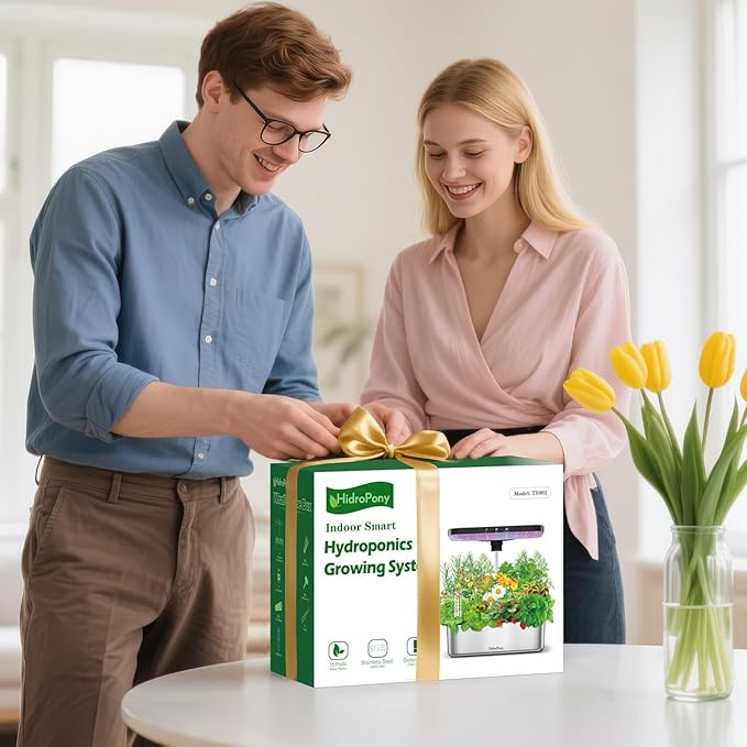 Stainless Steel Hydroponics Growing System kit Indoor Garden: 15 Pods Herb Garden with 24W Full Spectrum Grow Light, Hydroponic Gardening System with Silent Pump, Planting Height Up to 19.7" (Sliver)