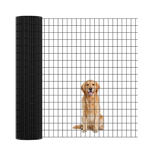 PVC Coated Welded Wire Fence,48 Inch x 100 Foot,16GA,Black Vinyl Coated Metal Wire Mesh Fencing Roll for Garden Border, Yard Vegetable Plant Protection and Poultry Netting