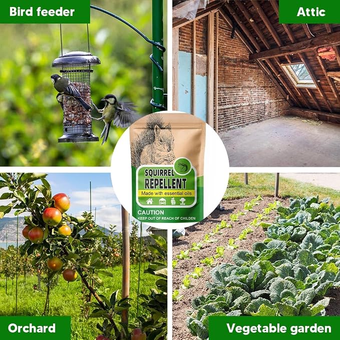 AUDQQM Squirrel Repellent Outdoor, Chipmunk Repellent for Garden, Squirrels Deterrent, Keep Squirrels & Chipmunks Away, Squirrels Repellant, Easy to Place for Yard, Attic & Bird Feeders, Pack of 8