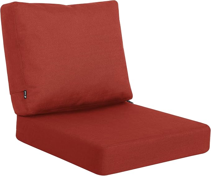 Favoyard Deep Seat Patio Cushions 24 × 24 inch Rainproof & Fadeness Furniture Cushion Set for Outdoor Chair Couch with Polyester-Linen Fabric & Removable Cover, Hidden Zipper and Adjustment Straps