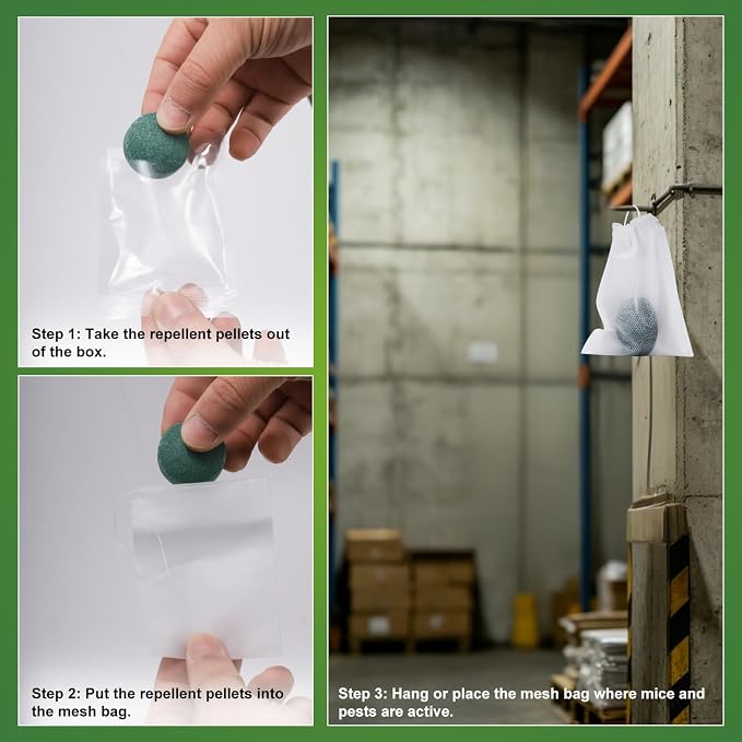 24 Packs Mouse Repellent Peppermint Oil Pest Control Repeller for Rodents Rats Spider Roach Ant Squirrel Indoor & Outdoor, Natural Mice Deterrent Pet & Family Safe Alternative to Traps & Poison