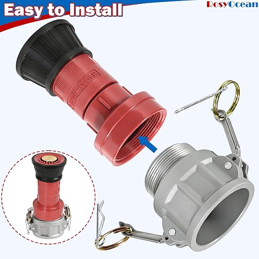 Heavey Duty 2 Inch Fire Hose Nozzle Thermoplastic Fire Equipment Industial Spray Jet Fog Nozzle with 2" Aluminum Camlock Fitting
