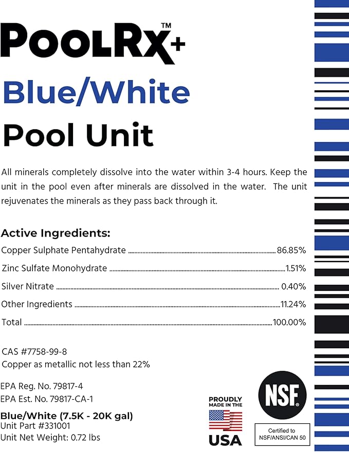PoolRX+ Pool Unit 7.5k-20k gallons (4-Pack), Blue, (331003)