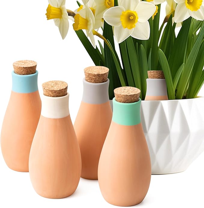 Premium Terracotta Self Watering Spikes – Automatic Bowling Ball-Shaped Plant Watering Tool for Indoor & Outdoor Use, 4 Pack - Perfect for Travel, Vacation, or Garden Care (Fun Bowling Ball Design)