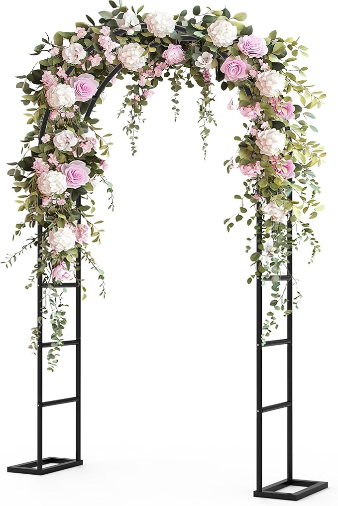 Garden Arch Trellis for Climbing Plants Outdoor, Wedding Arch with Base-94.5"(H)*55"(W), Balloon Arch Stand for Ceremony Valentines Day Birthday Baby Shower Garden Floral