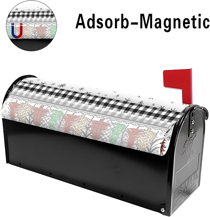 Merry Christmas Mailbox Cover Magnetic Christmas Tree Mailbox Covers Winter Xmas Holiday Post Letter Box Cover for Garden Yard Decor 21x18 Inch