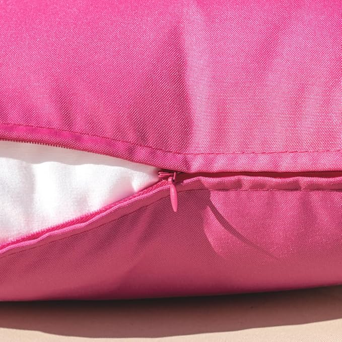 MIULEE Pack of 2 Decorative Outdoor Waterproof Pillow Covers Square Garden Cushion Sham Throw Pillowcase Summer Shell for Patio Tent Couch 20x20 Inch Hot Pink