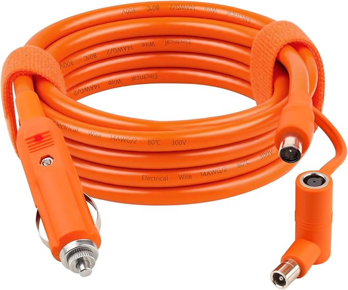 XRDS -RF 12V/24V DC Power Extension Cable with Cigarette Lighter Plug 15FT – Heavy Duty 14AWG Cable with DC7909 Plug & DC8020 Adapter for Power Stations, Trucks, RVs, Fridges