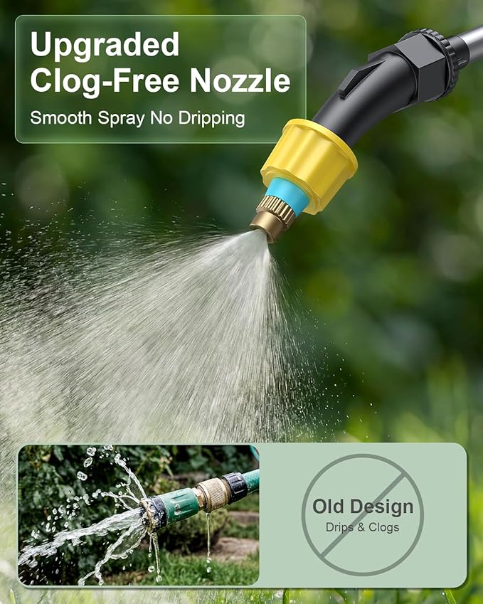 2 Gallon Electric Garden Sprayer, Battery Powered Weed Sprayer with Telescopic Wand, 3 Adjustable Nozzles, Garden Sprayer with Collapsible Tank, Shoulder Strap for Lawn Care, Plant Watering & Cleaning