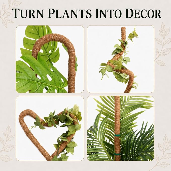 2 Pack 63 Inch Moss Pole for Plants, Tall Moss Poles for Climbing Plant-Monstera, Handmade Coco Coir Pole, Monstera Plant Support for Plant Grow