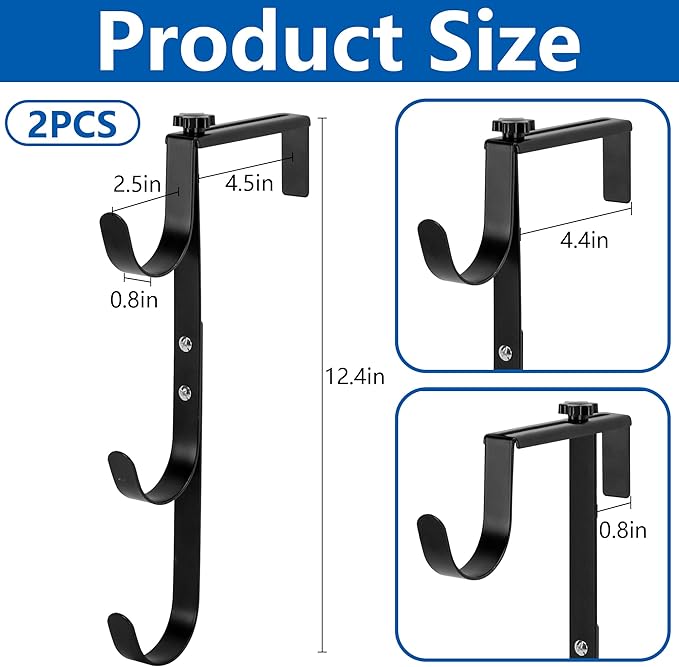 2 Pcs Three-layer Pool Fence Hooks for Pool Equipment, Adjustable Pool Pole Hanger Holder, Rustproof Swimming Pools Skimmer Pole Hooks for Hanging Tool, Hose, Leaf Rakes, Nets Pool-Accessories (Black)