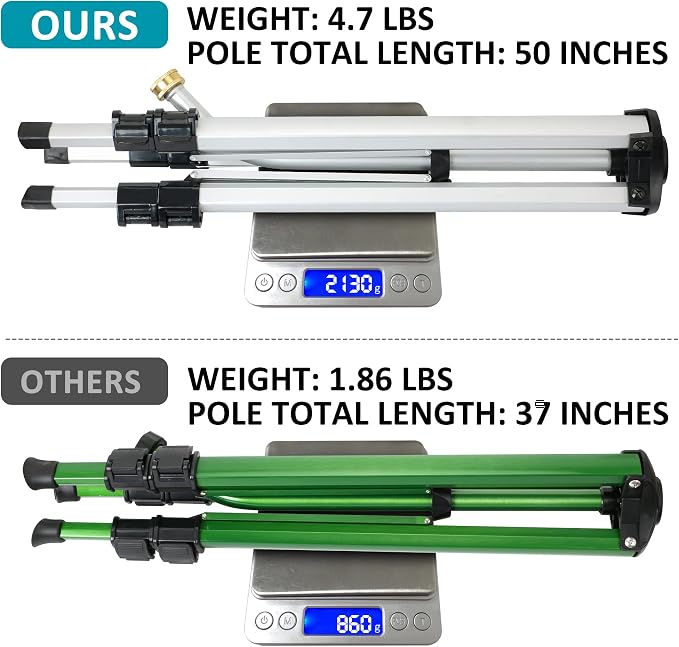 STYDDI Heavy Duty Impact Sprinkler on Tripod Base, Extra Tall Metal Pulsating Telescoping Tripod Sprinkler for Large Area, Yard, Lawn, Garden, Waters up to 90 Ft. Diameter, Legs Extends Up to 50-inch