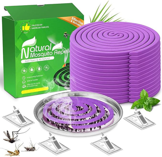 Extra Strong Mosquito Repellent Coils, 28 Pack Large Outdoor Coils for Patios, DEET Free, Long Lasting 7 to 8 Hours Burning Time, Effective Outdoor Insect Bug Control for BBQ Camping and Backyard