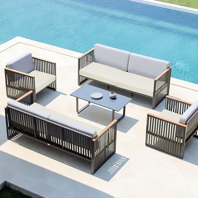 Easy-Going Waterproof Patio Cushion Covers 27x25x5 inch 4 Pack Replacement Non-Slip Outdoor Seat Cushion Slipcover with Zipper. Cream