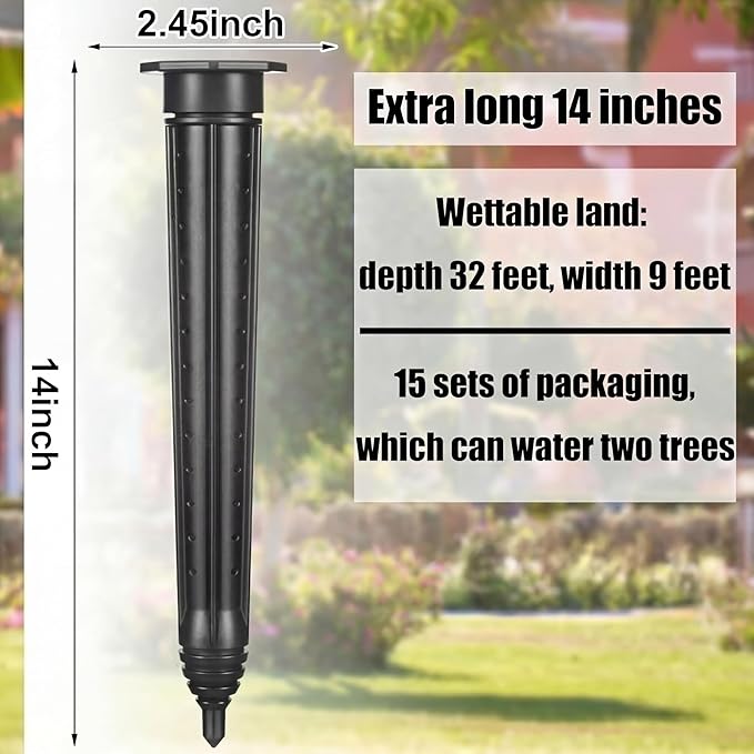 Briwooody 15 Pack Garden Watering Stake Large UV-Protected ABS Plastic Deep Root Irrigation Spike for Trees, Shrubs, Bushes, Shrubs, Flowers, Fruits, Vegetables, Potted Plants (14 Inch)
