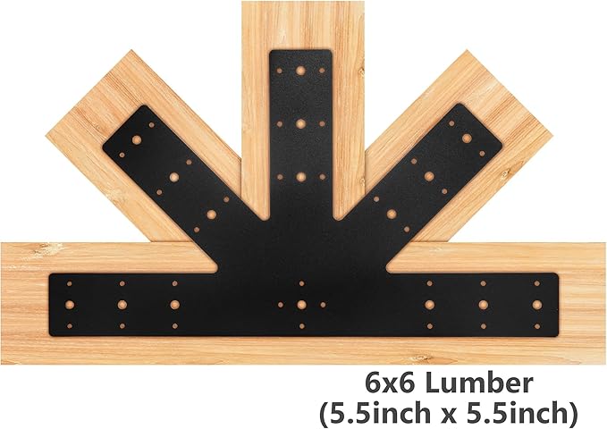 Sihnman 24.0"x13.5" Powder Coated 12 Pitch Gable Plate (1 pc). Heavy Duty 3mm Structure Steel for Decorative Gable Plate, Cedar Gable Bracket, Steel Truss Base Fan for Truss Roof Plate, Pergola Plate.