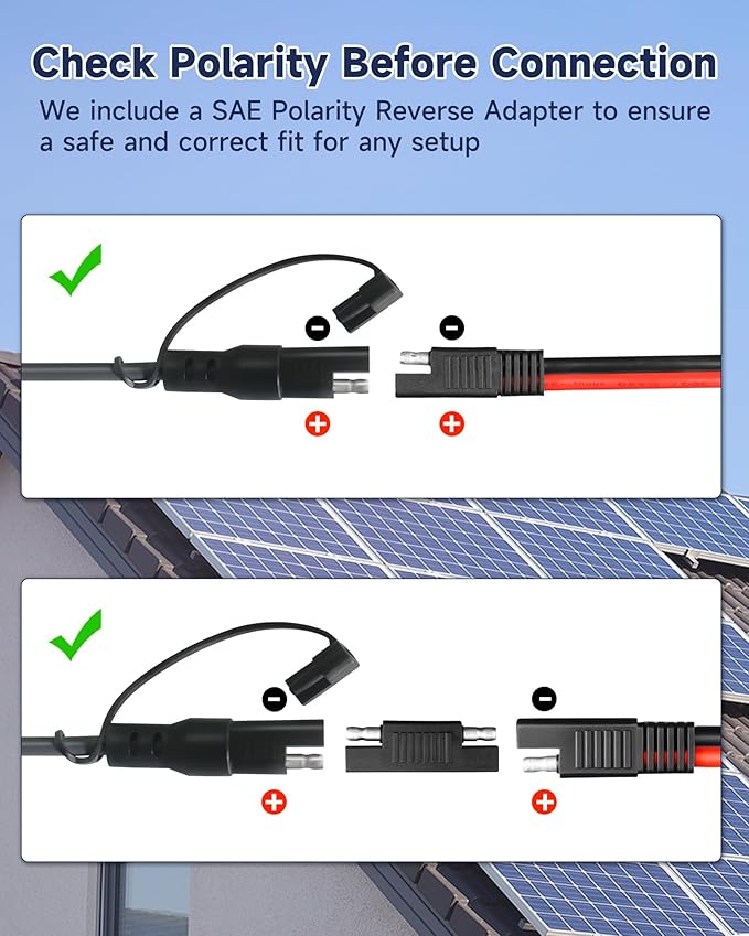 SAE to DC Power Cable for Starlink Mini - Waterproof 10FT 18AWG Quick Connect Disconnect Wire Compatible with Starlink Mini DC 5521 Port - with Polarity Reverse Adapter for RV Solar Panel Battery