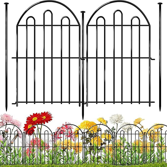 28ft in x 22in Decorative Garden Fence, 26 Pack Arched No Dig Animal Barrier Fence for Dog Rabbit, Garden Edging Border, Rustproof Metal Ground Stake Border for Outdoor Yard Patio Decor