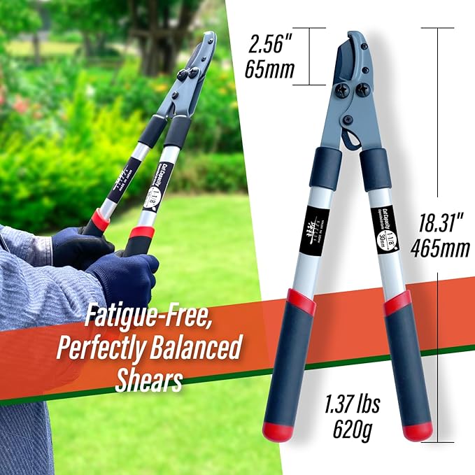 SUIZAN Anvil Hand Loppers 18" - Professional Japanese Branch Cutter Lightweight Compact Tree Trimmer Gardening Tools
