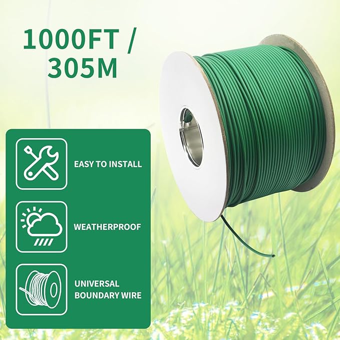 Universal 1000FT Robotic Mower Boundary Wire Automatic Lawnmower Perimeter Wire and 100PCS 3.3" Plastic Boundary Wire Stakes