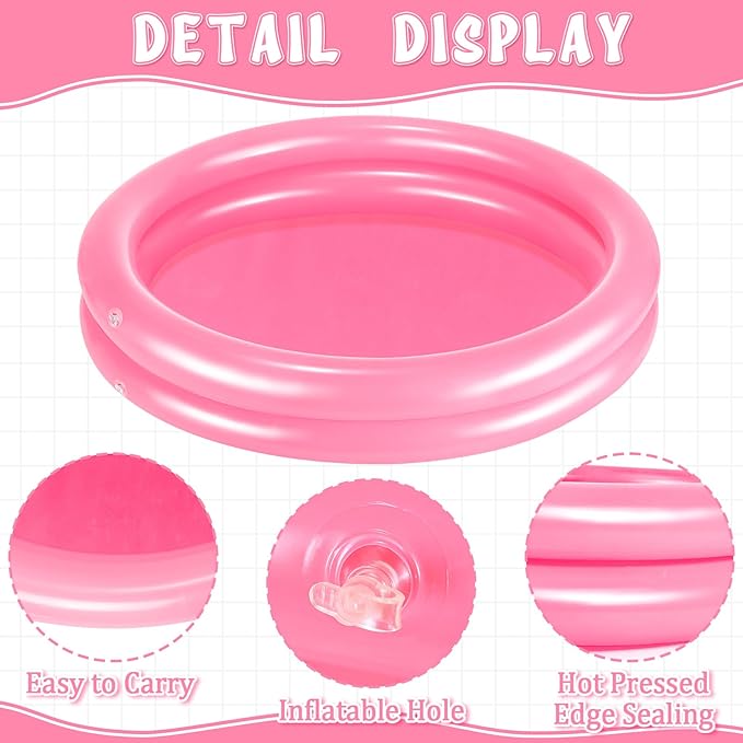 2 Pack Pink Inflatable Pool Foot Bath Basin, Swimming Pool Clean Feet, Foot Soaking Bath Basin for Pool Entry Ladder, Home Spa Treatment for Above Ground Pools