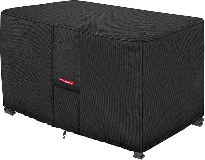 Porch Shield Patio Fire Pit Cover - Waterproof 600D Outdoor Rectangular Fire Table Cover Deck Box Protector - 58 x 36 inch, Black