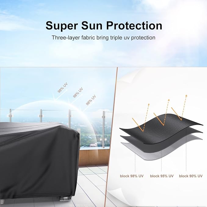 Patio Furniture Set Cover Waterproof, Mrrihand Outdoor Sectional Sofa Set Cover Heavy Duty 600D Table and Chair Set Cover 102" L× 74" W× 28" H