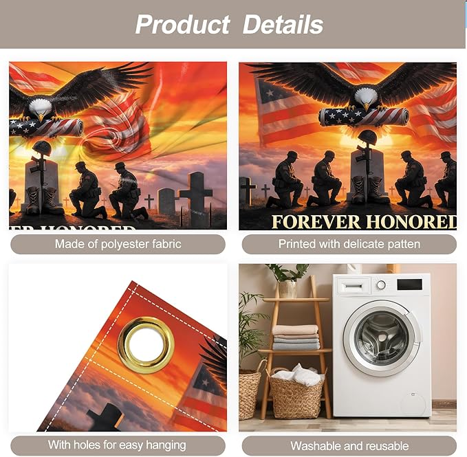 6 * 13FT Eagle USA Flag Memorial Day Garage Door Cover Decorations Independence Day Garage Door Banner for Outdoor Indoor Patriot Party Photography Backdrop