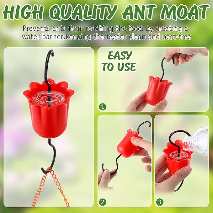 Baltimore Oriole Bird Feeder for Outdoors – Oriole Feeder with Ant Moat & Glass Bowl & Ant Moat & Cleaning Brush, Metal Hanging for Jelly, Nectar, Mealworms & Orange Halves(2 Pack)