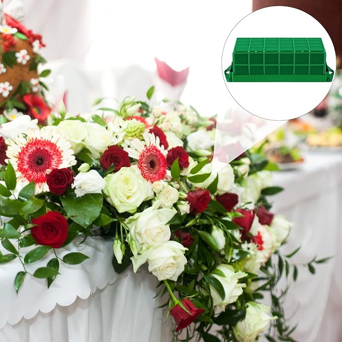Hahood 6 Packs Floral Foam Cage Rectangle Flower Cage Holders with Floral Foam Flower Arrangement Supplies for Fresh Flowers, Home Wedding Decorations, 11.8 x 4.3 x 3.1 Inches