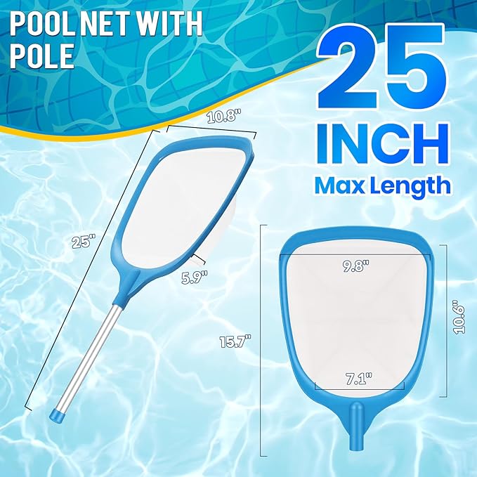 Tavaleu Pool Skimmer Net,Deep Pool Leaf Net with Reinforced Frame, Large Capacity Rake Net for Cleaning, Debris Pickup Removal