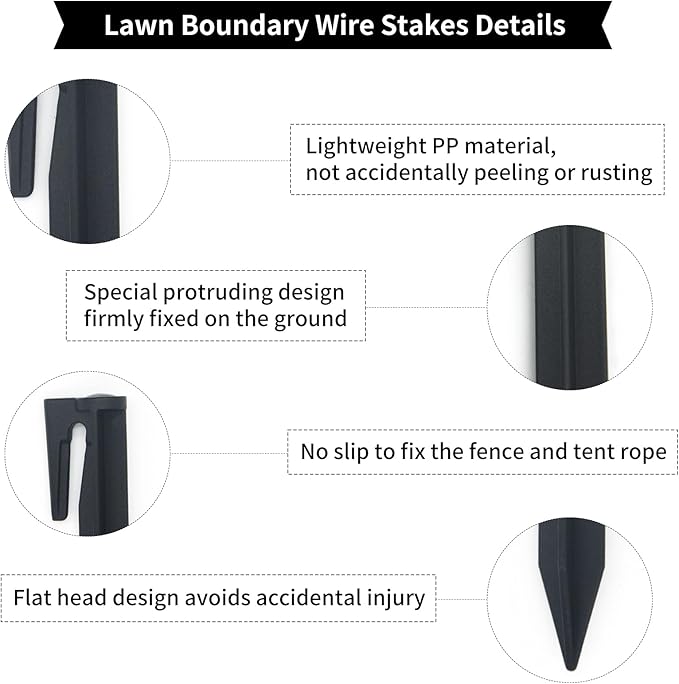Universal 1000FT Robotic Mower Boundary Wire Automatic Lawnmower Perimeter Wire and 100PCS 3.3" Plastic Boundary Wire Stakes