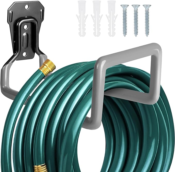 PeoMev 2PCS Water Hose Holder Wall Mount - Metal Hose Hanger Garden Hose Rack Heavy Duty Hose Storage for Outside Water Hose
