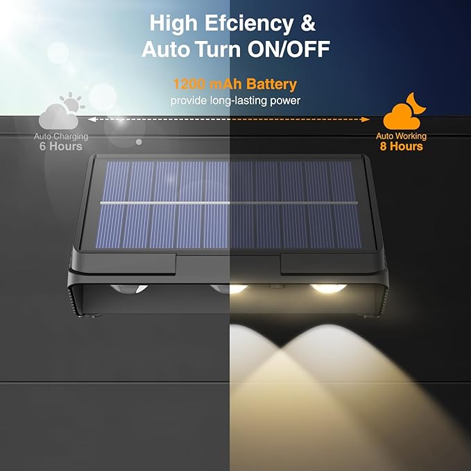 Onforu Solar Fence Lights,8 Pack Solar Lights Outdoor,3 Modes (Warm/Neutral/Cool White) for Outside,Dusk to Dawn Outdoor Lighting,IP65 Waterproof Deck Lighting for Patio,Step,Backyard,Railing,Wall