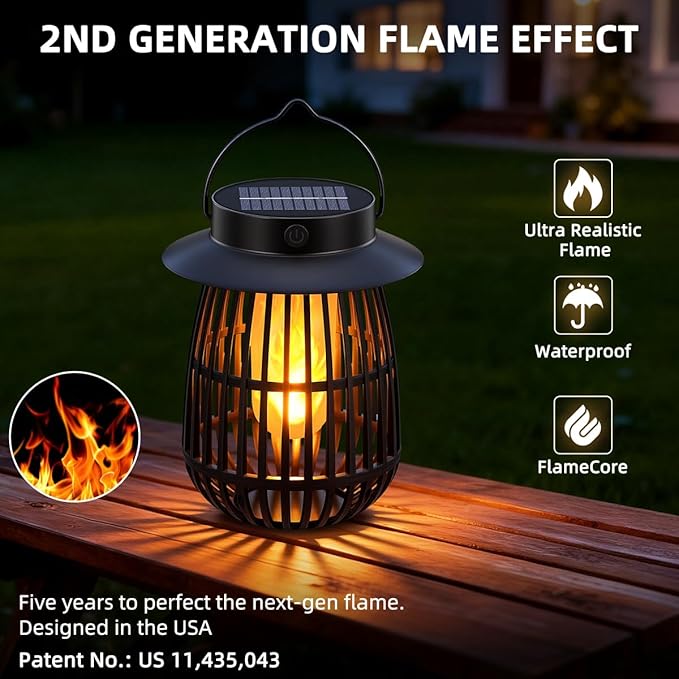 KYEKIO 4Pack Gen2 Flame Solar Lanterns Outdoor Waterproof, Solar Hanging Lantern Decorative, Flickering Flame Outdoor Lanterns Solar Powered, Lights for Yard Patio Garden Decor as Mothers Day Gifts