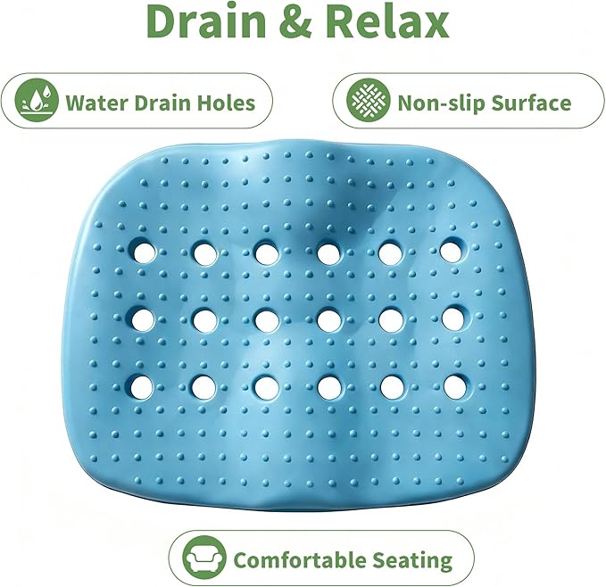 Poolside Seat Cushion, Pool Seat for Edge of Pool, Portable Outdoor Chair Mat with Carry Bag, Non-Slip & Quick-Drain for Swimming Pool, Patio, Deck, Hot Tub Bench (Blue, 2 PC)