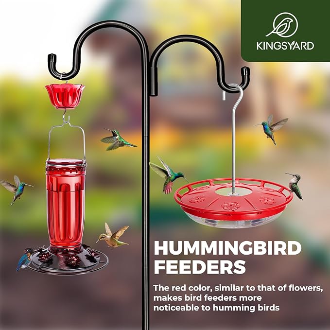 Kingsyard 2 Pack 16 OZ Disc Hummingbird Feeders for Outdoors Hanging, 6 Bee Proof Feeding Ports Humming Nectar Bird Feeder, Ant Moat Easy to Refill & Clean Leak-Proof, Garden Décor Gifts for Women Mom