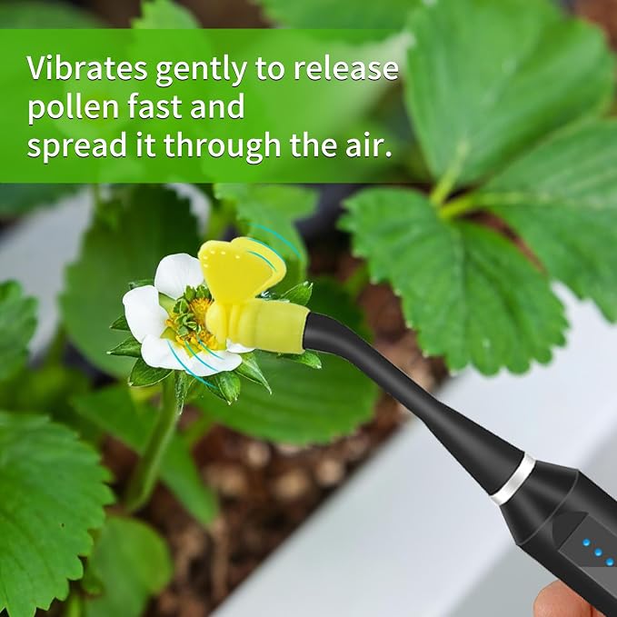 Plant Pollination Tool - USB Rechargeable Vibrating Pollinator for Greenhouse Crops Like Tomatoes and Strawberries