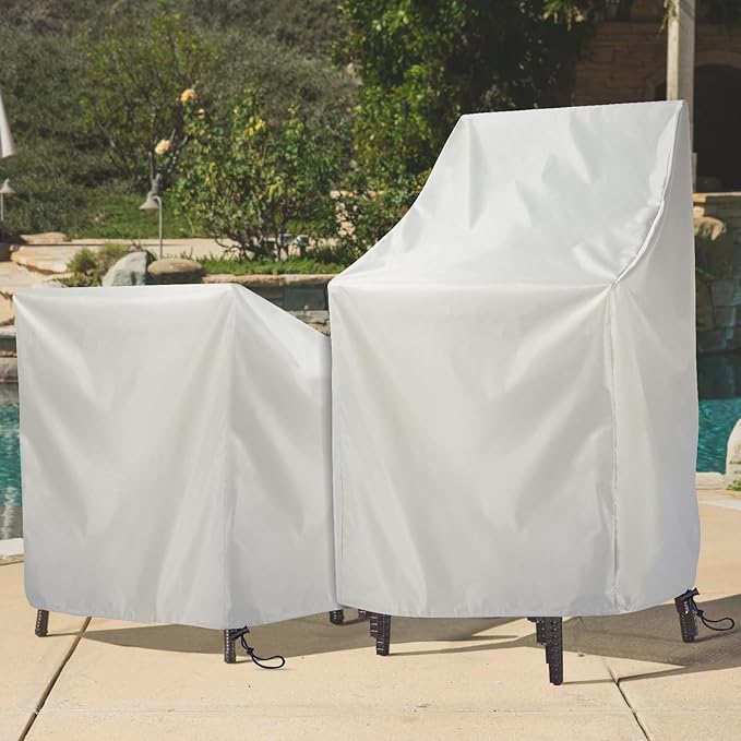 Stackable Patio Chair Cover, Outdoor Chair Cover Waterproof 210D, Stacked Chairs Lounge Chair Covers Outdoor Stack Chairs for All Weather Protection (Beige, 25"L x 25"W x 47”H)