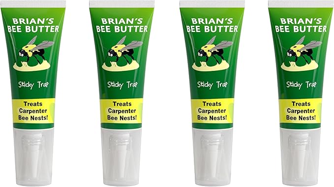 Carpenter Bee Traps for Outside, 4 Pack Sticky Trap, Brain's Bee Butter, Wood Bee Traps for Outside