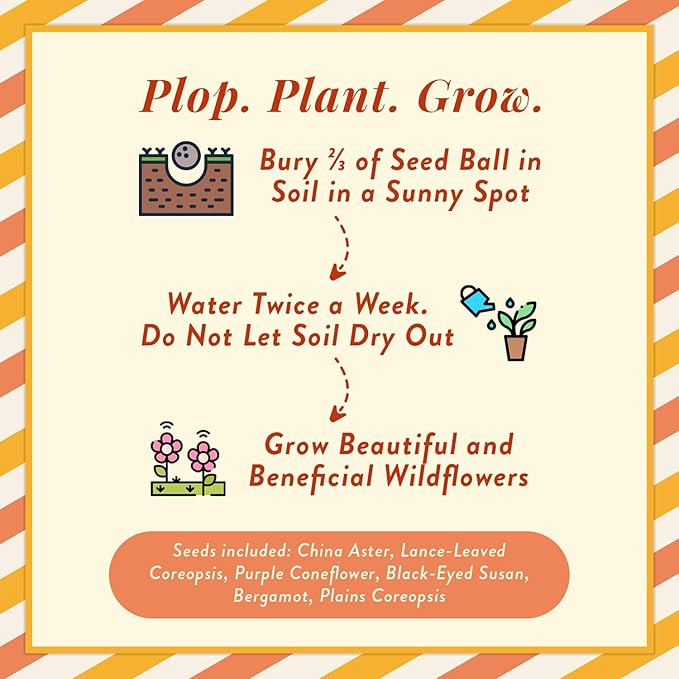 Modern Sprout Wildflower Seed Ball Poop - Eco-Friendly Gift - Non-GMO Hand-Rolled Clay Seed Bombs w/Wildflower Seeds - Plop Plant & Grow Gardening Gift Set for Kids & Adults - (Easter Plop-Pack of 3)