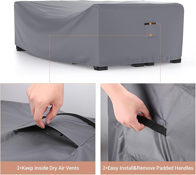 Mrrihand Heavy Duty Patio Furniture Covers, Outdoor Furniture Covers Waterproof Sectional Sofa Set, Patio Table and Chair Set Cover 74" L×47" W×28" H,Grey