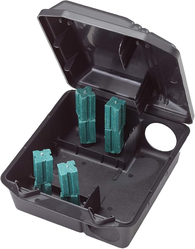 Tomcat Rodent Station, Includes 1 Rodent Station with 4 Bait Securing Rods and 1 Security Key - Fits Rat or Mouse Sized Traps (Baits & Traps Sold Separately) - Use Indoors or Outdoors (Pack of 4)