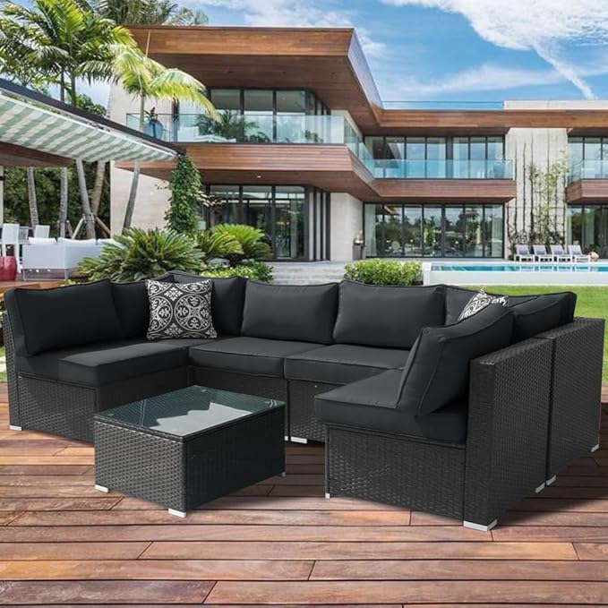14Pcs Outdoor Cushion Covers Replacement Washable w/Zipper for 6-Seaters Sofa Patio Slipcovers Set Seat and Back Covers Only-25x25x3.15inch