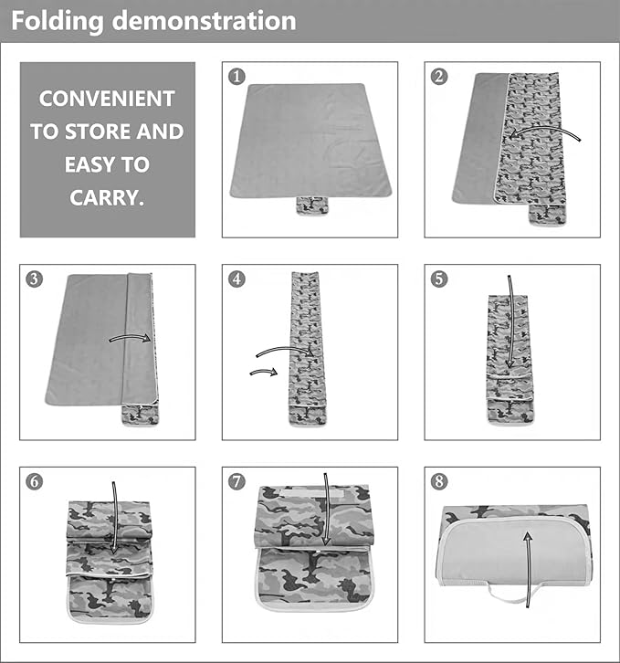 Wind Tour Waterproof Picnic Blanket with Carry Strap - Foldable Sandproof Outdoor Mat for Camping, Beach, Park - 59" x 71",Coffee Grid (Two Mat Set)